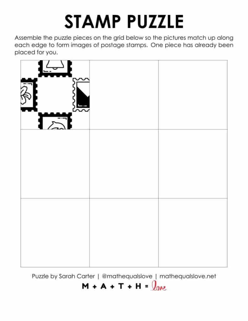 starting hint for stamp edge matching puzzle.