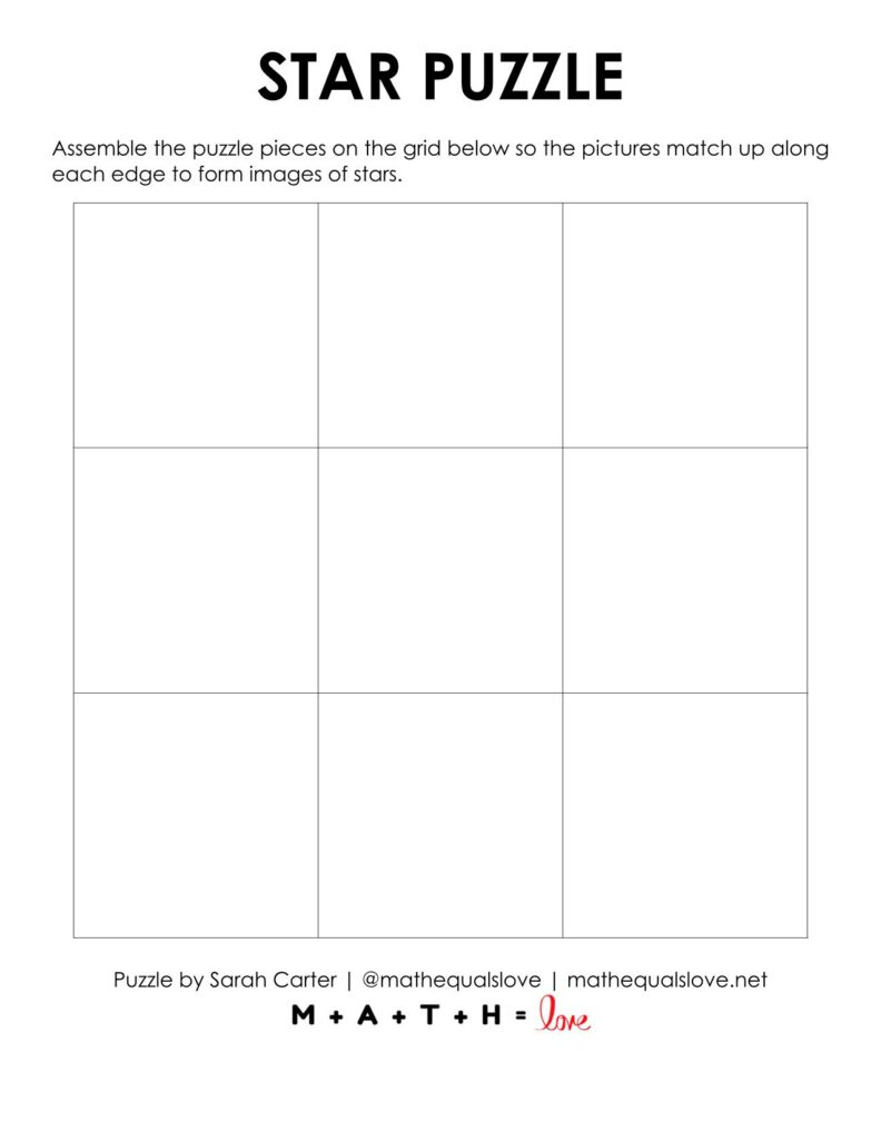 blank grid for star edge matching puzzle. 