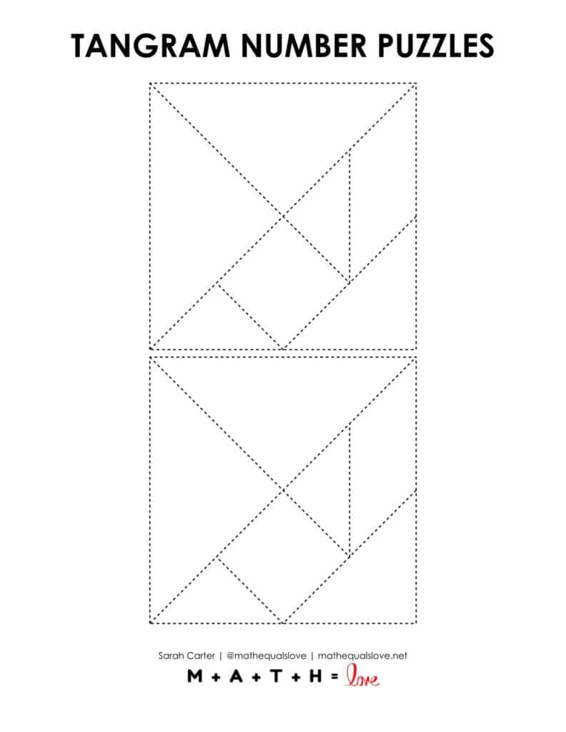 printable tangram pieces for tangram number puzzles. 