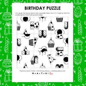 Geometry Fun Birthday Problem Birthday Logic Puzzles and Activities | Math = Love