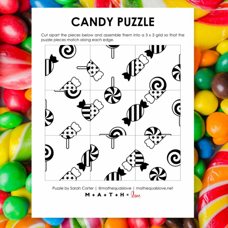 candy square edge matching logic puzzle for halloween.