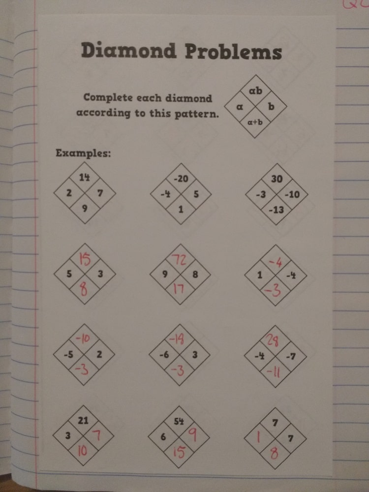 diamond integer puzzles. 