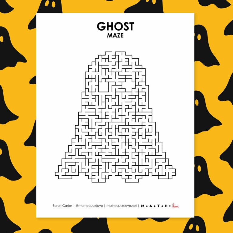ghost maze free printable pdf for halloween.