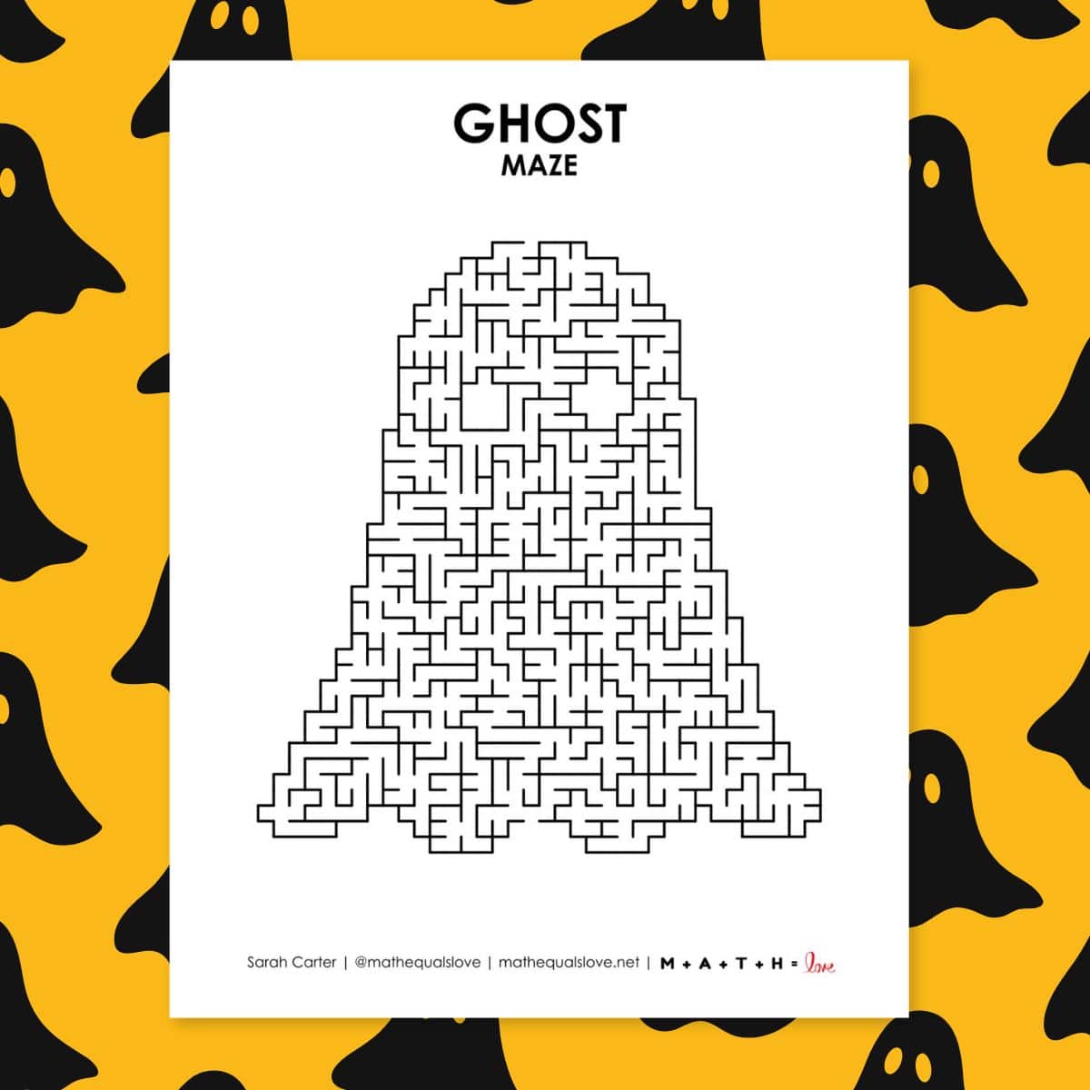 ghost maze free printable pdf for halloween.