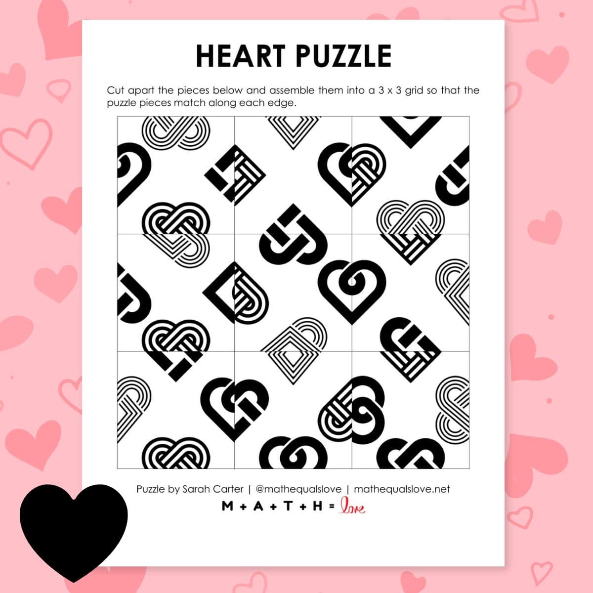 heart edge matching puzzle for valentine's day.
