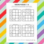 hidoku logic puzzles free printable pdf 1-16.