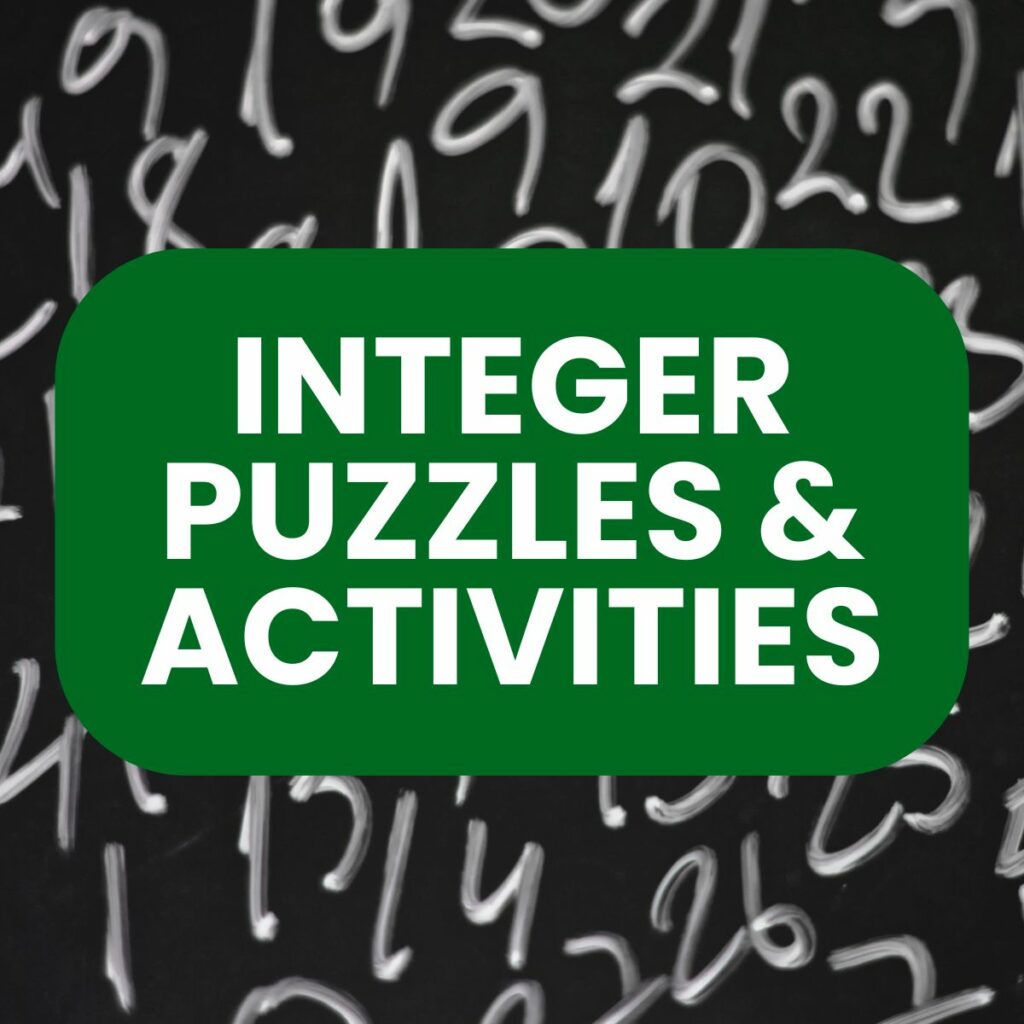 free printable integer activities and puzzles for math class.