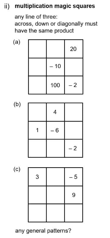 multiplication magic square puzzles from don steward. 