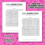 11 x 11 number cross logic puzzles.