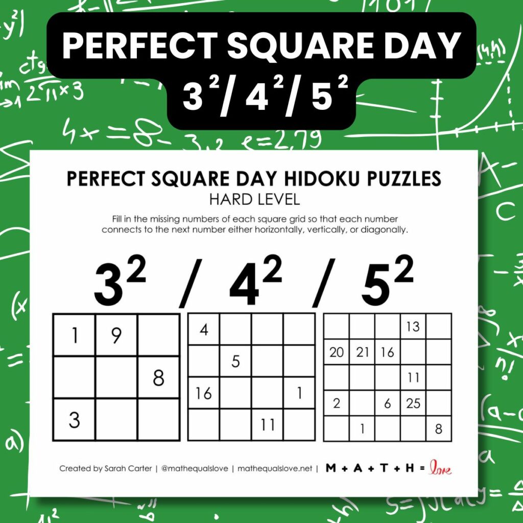 perfect square day hidoku logic puzzle.