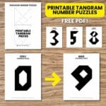 tangram number puzzles 0-9.