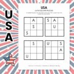 usa latin square logic puzzle 4th of july.