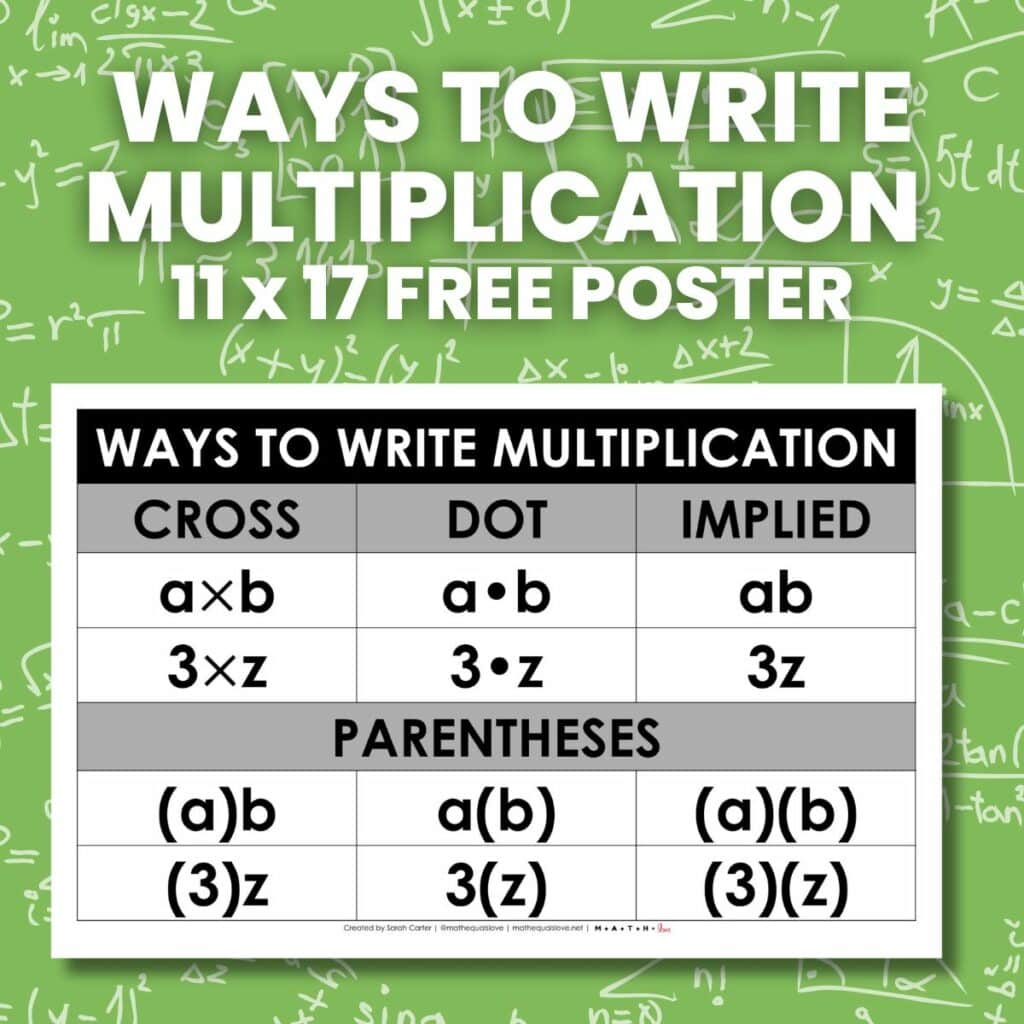 ways to represent multiplication poster.