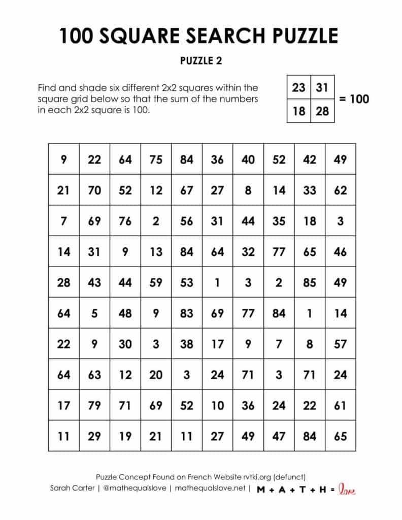 100 square search puzzle 2.