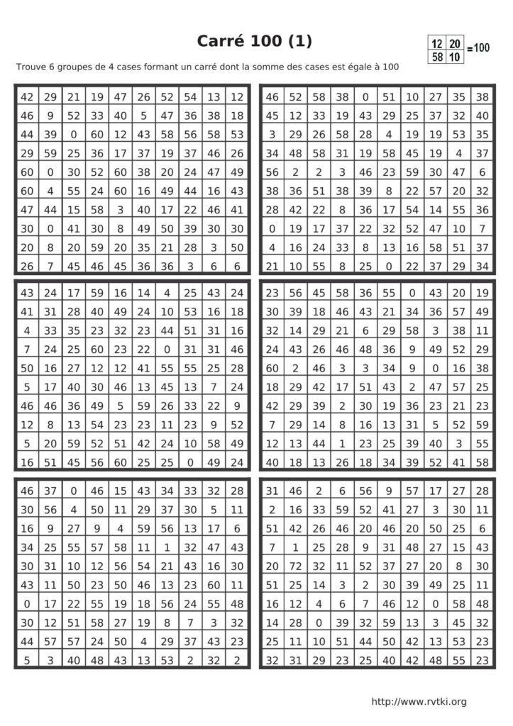 100 square search puzzle from rvtki. 