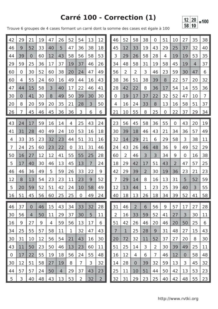 100 square search puzzle solutions from rvtki. 