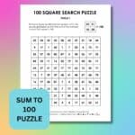 100 square search logic puzzles.