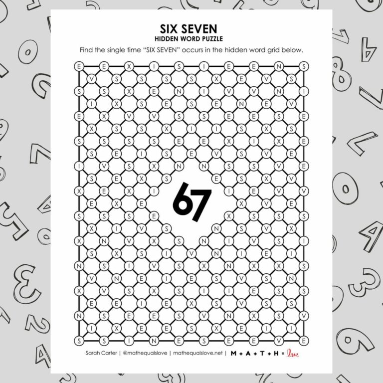 six seven 6-7 hidden word puzzle.