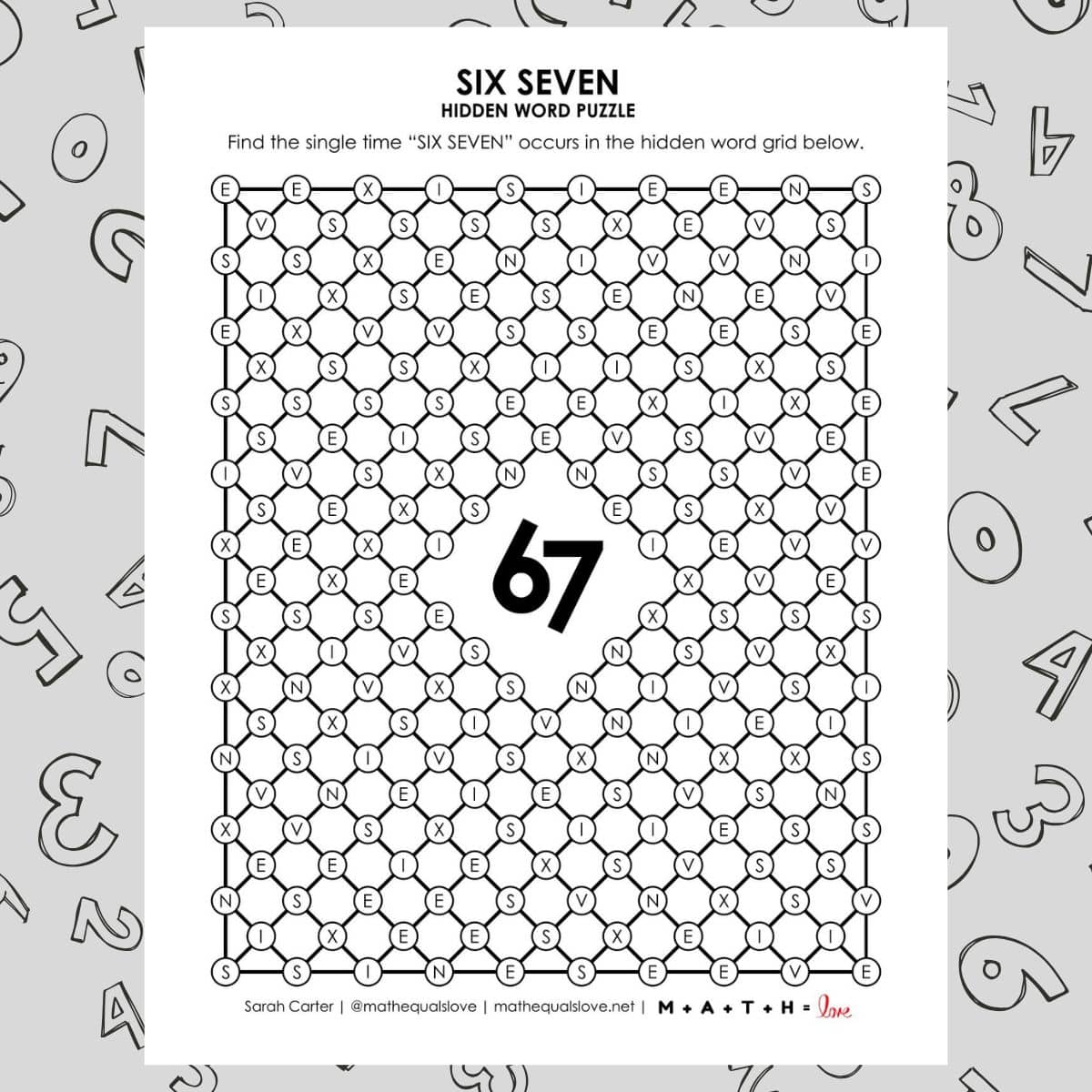 six seven 6-7 hidden word puzzle.