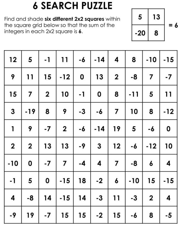 6 search puzzle. 