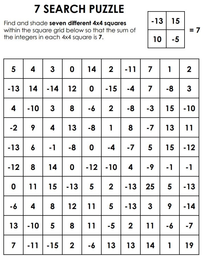 seven square search puzzle
