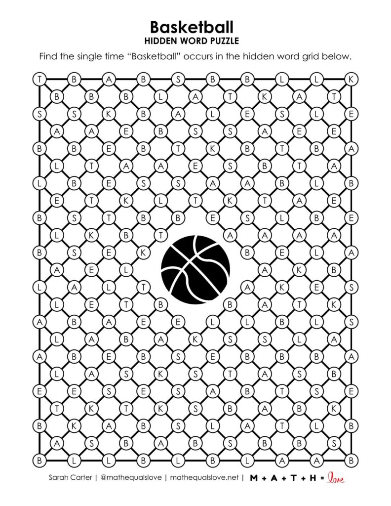 basketball hidden word puzzle.