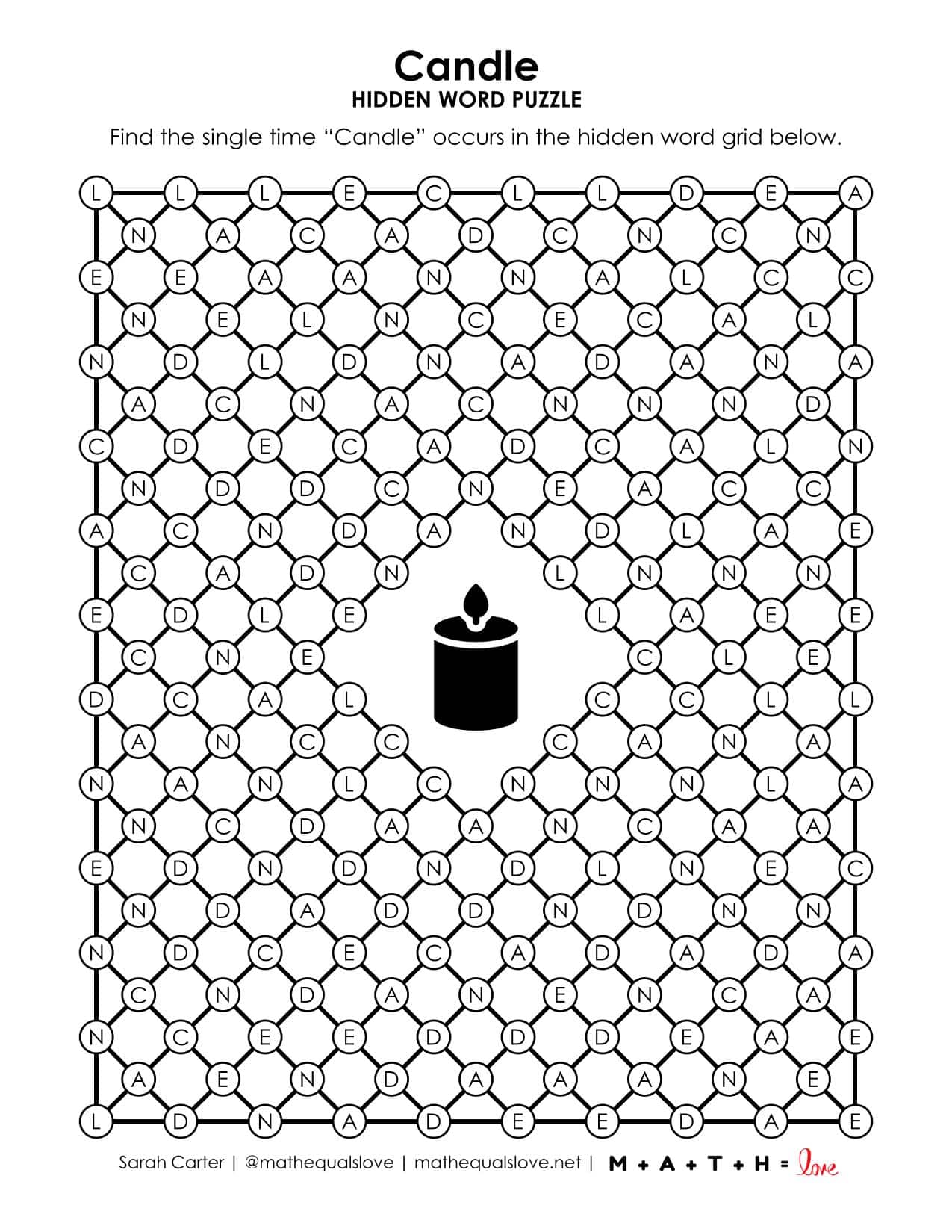 Candle Hidden Word Puzzle Math Love candle-hidden-word-puzzle-math-love