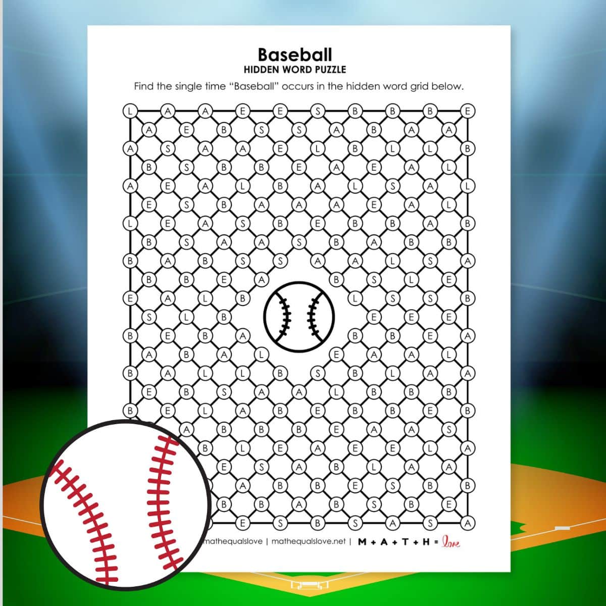 baseball hidden word puzzle.