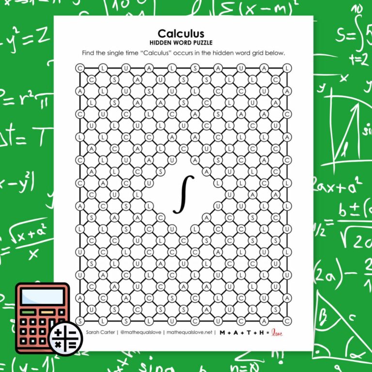 calculus hidden word puzzle.
