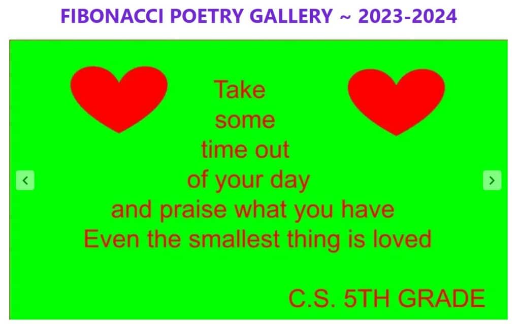 fibonacci poem example from donna lasher's website. 