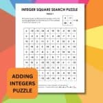 adding integers puzzle sum of 10 integer square search puzzle.