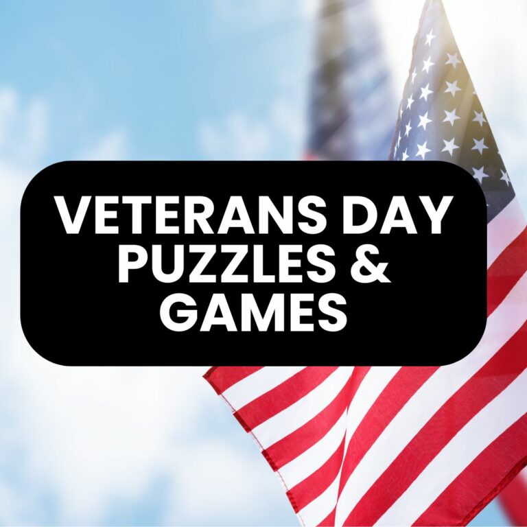 veterans day puzzles (logic and word) and games. free printable pdf.