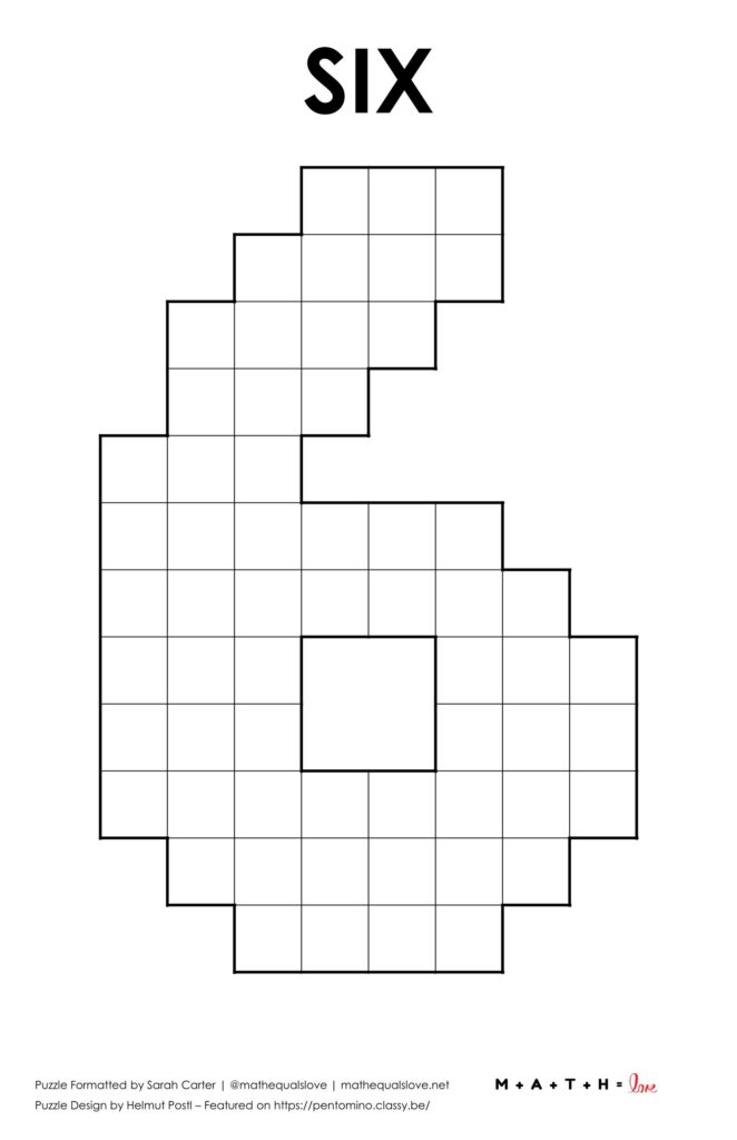 six pentominoes puzzle. 