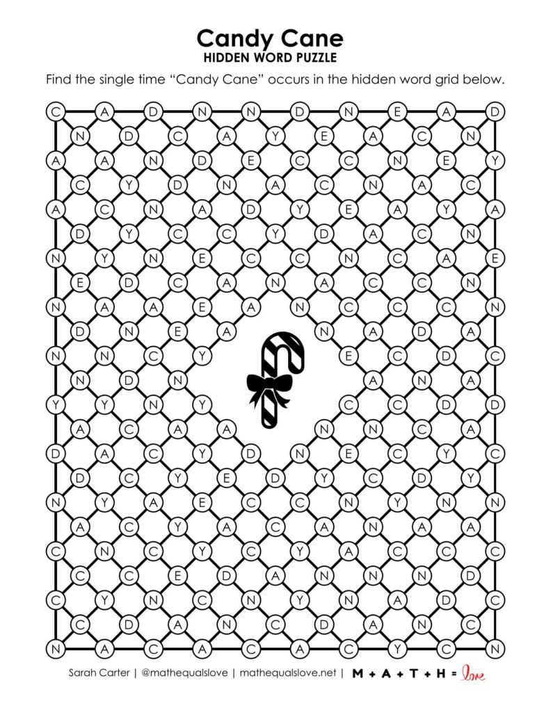 candy cane hidden word puzzle.