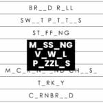 missing vowel word puzzles.