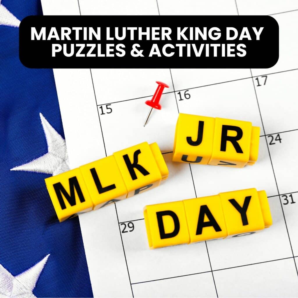 martin luther king jr day puzzles and activities. 