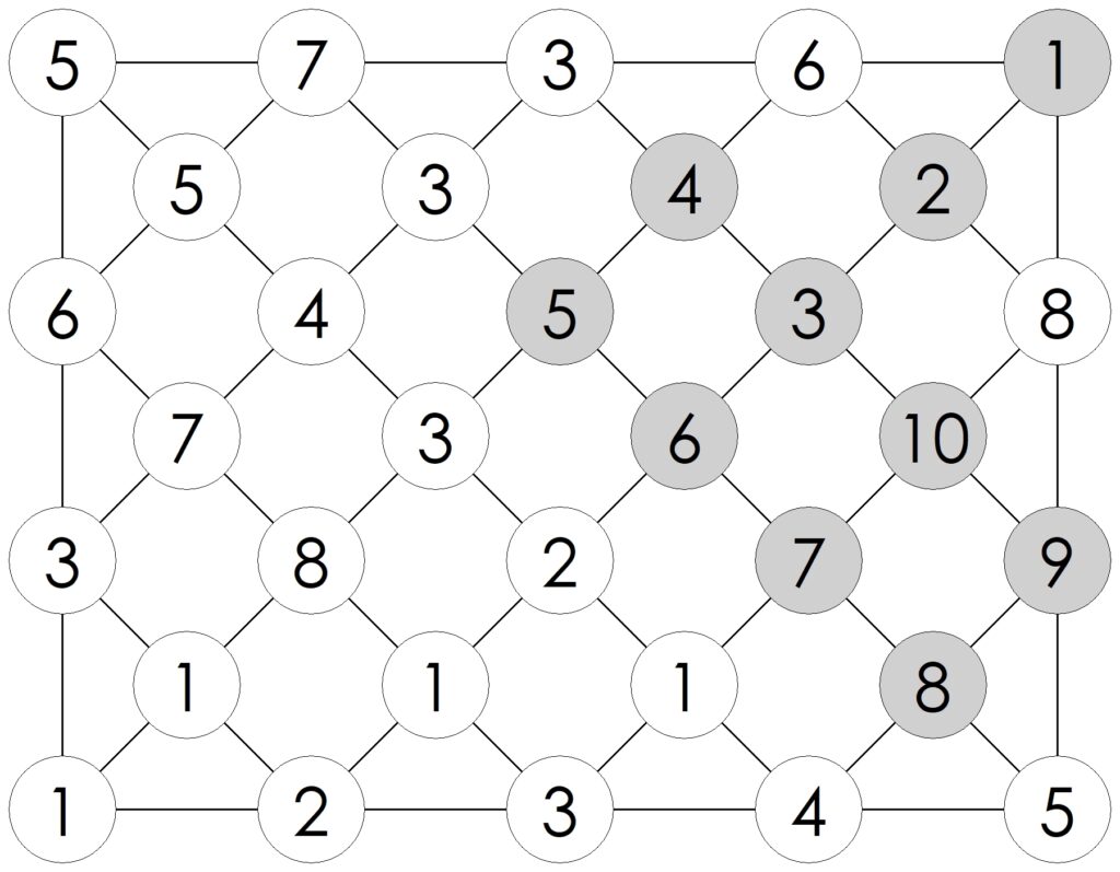 solution to sample hidden number path puzzle.