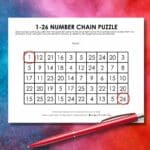 1-26 number chain puzzle for new years 2026.