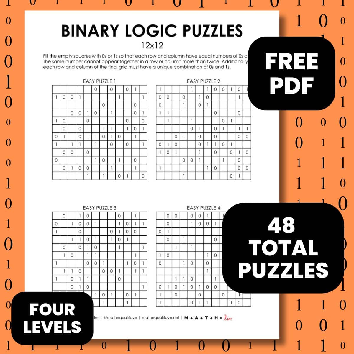 12 x 12 binary logic puzzles.