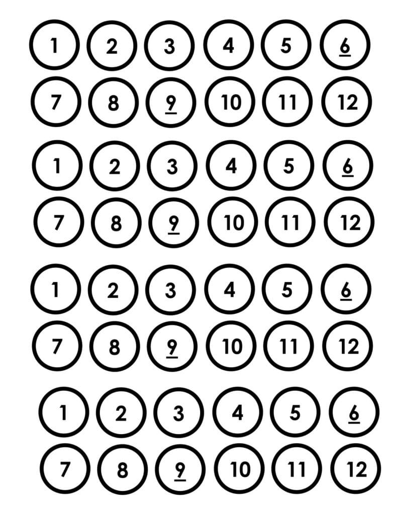 number circles for 26 star puzzle.