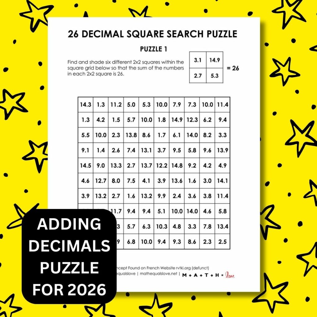 2026 new years 26 decimal square search math logic puzzle.