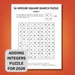 26 integer square search logic puzzles for new years 2026.