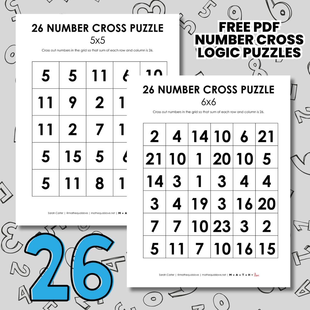 26 number cross logic puzzles for new years 2026.