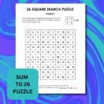 26 square search logic puzzles for new years.