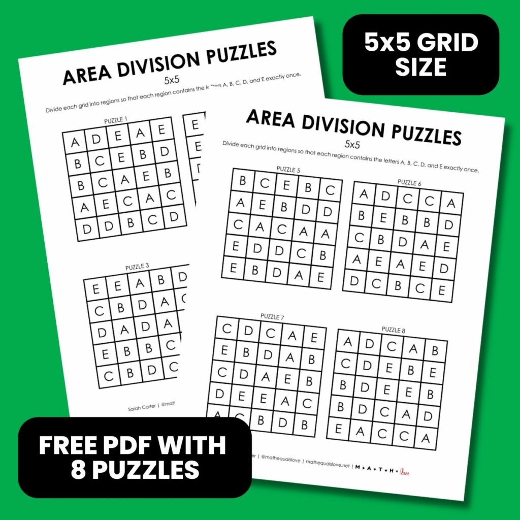 5x5 area division logic puzzles.