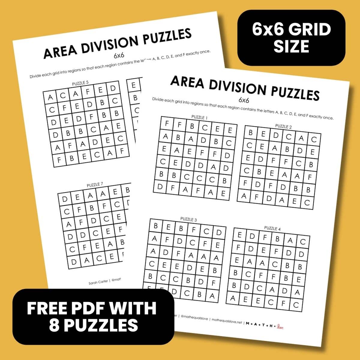 6x6 area division puzzles.