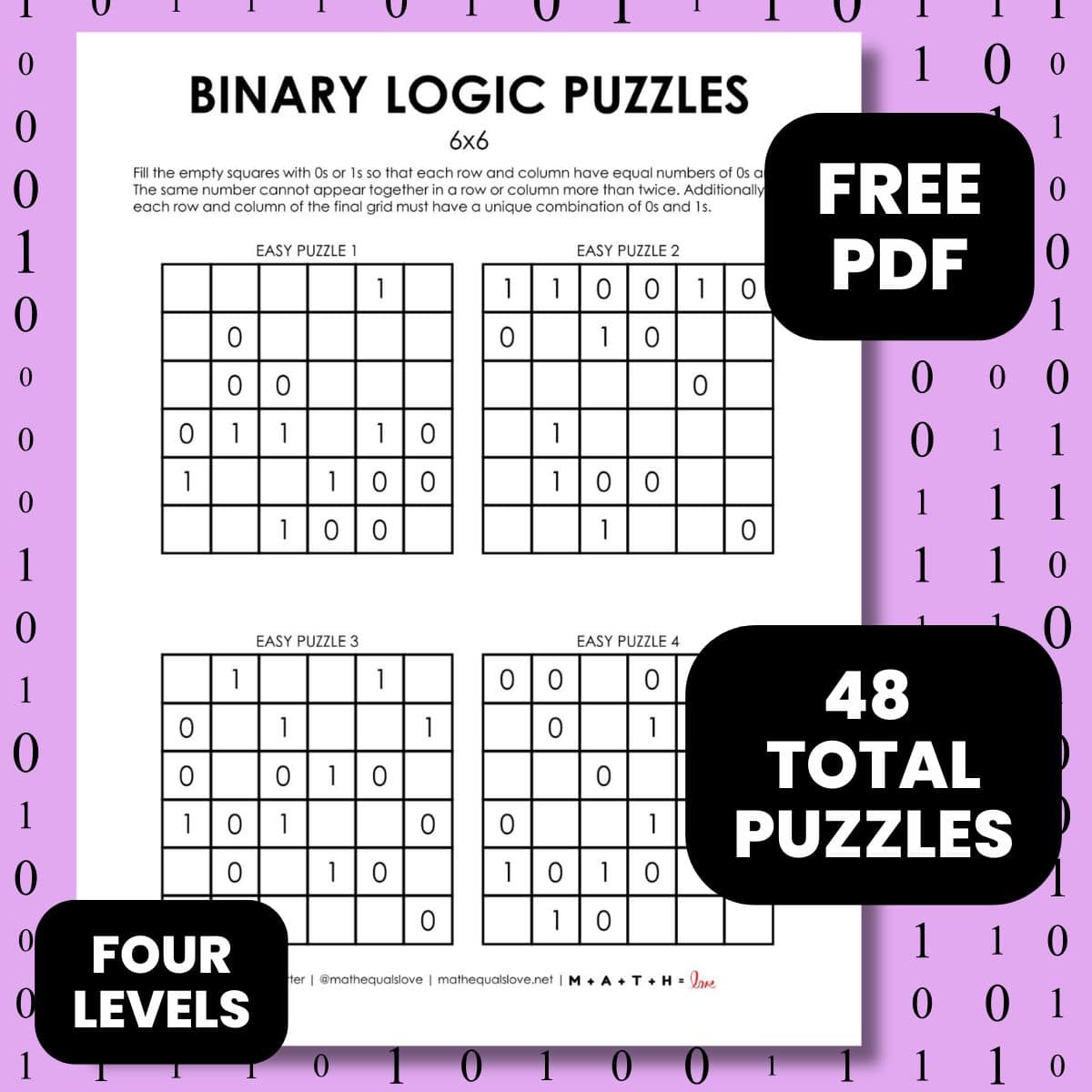 6x6 binary logic puzzles.