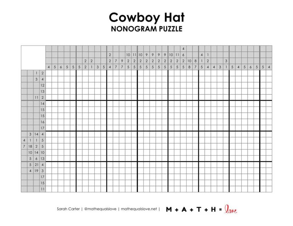 cowboy hat nonogram puzzle.