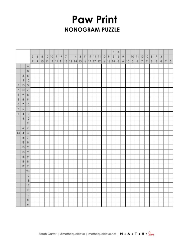 paw print nonogram puzzle screenshot.