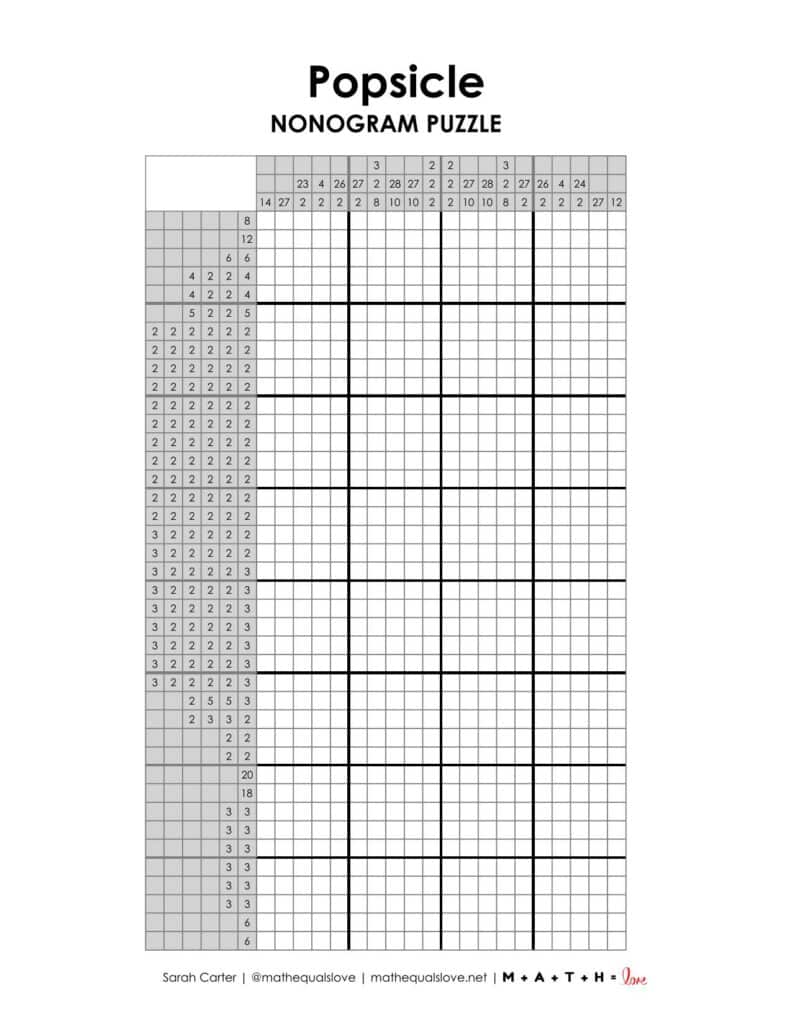 screenshot of popsicle nonogram puzzle.